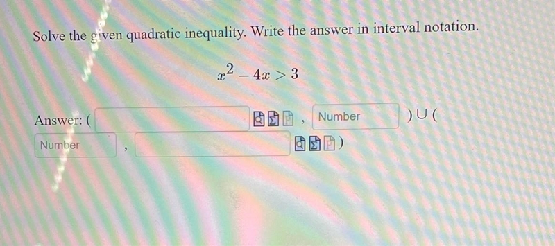 Solve the given quadratic inequality. Write the answer in interval notation.-example-1