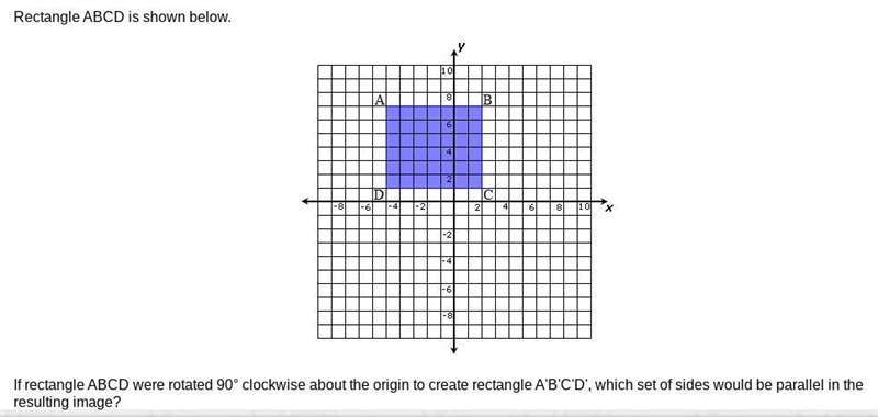 If rectangle ABCD were rotated 90° clockwise about the origin to create rectangle-example-1