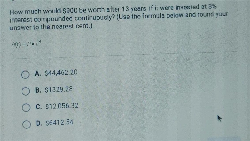 Question 23 of 46 How much would $900 be worth after 13 years, if it were invested-example-1