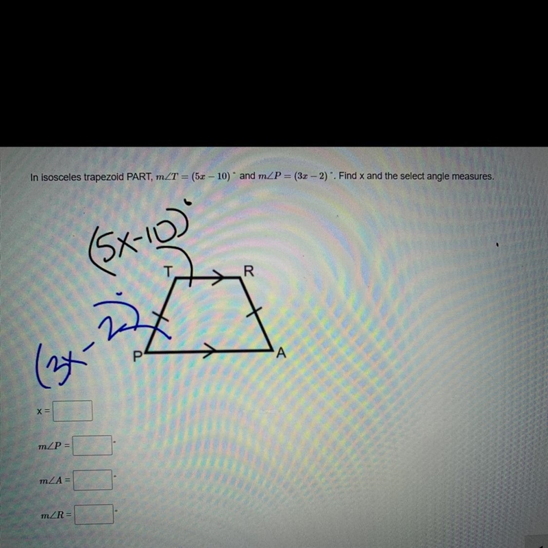 In isosceles trapezoid PART, m-example-1