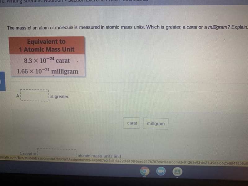 Which is greater a carat or a milligram? One carat equals? One milligram equals?-example-1