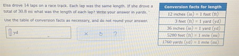 Elsa drove 14 laps on a race track. Each lap was the same length. If she drove atotal-example-1