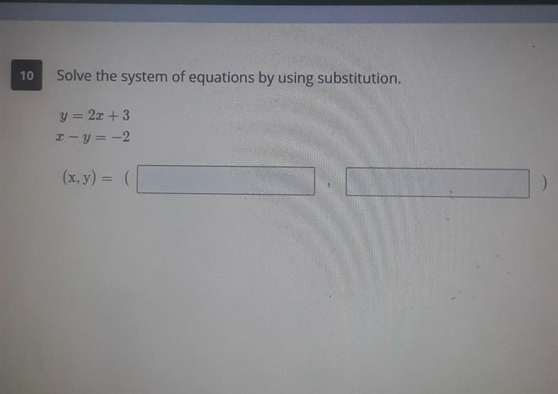 Solve the system of equations by using substitution y equals 2x + 3 x minus y equals-example-1