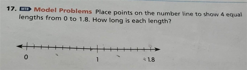 17. MTR Model Problems Place points on the number line to show 4 equal lengths from-example-1