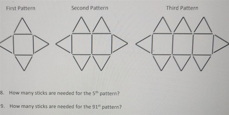 9. how many sticks are needed for the 91st pattern-example-1