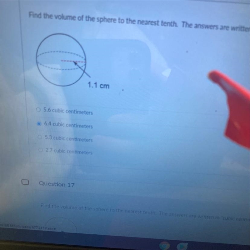 Find the volume of the sphere to the nearest tenth-example-1