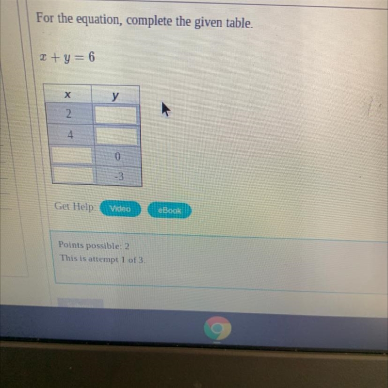 For the equation, complete the given table.-example-1