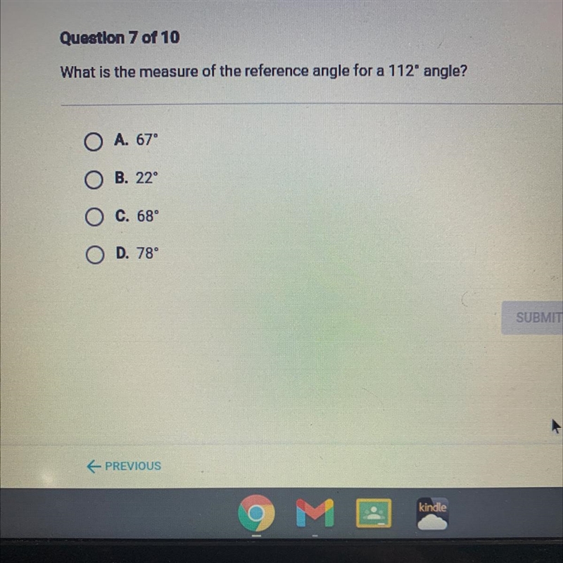 What is the measure of the reference angle for a 112° angle?-example-1