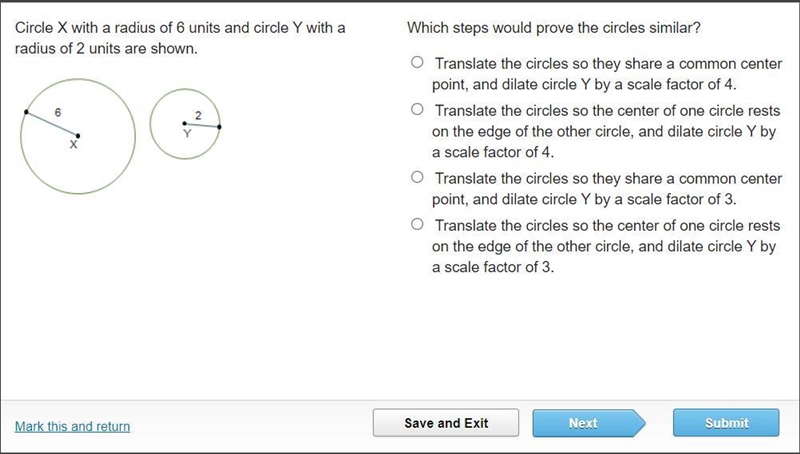 Circle X with a radius of 6 units and circle Y with a radius of 2 units are shown-example-1