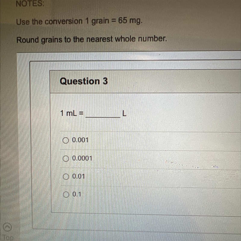 Use the conversion one grain equals 65 mg round greens to the nearest whole number-example-1