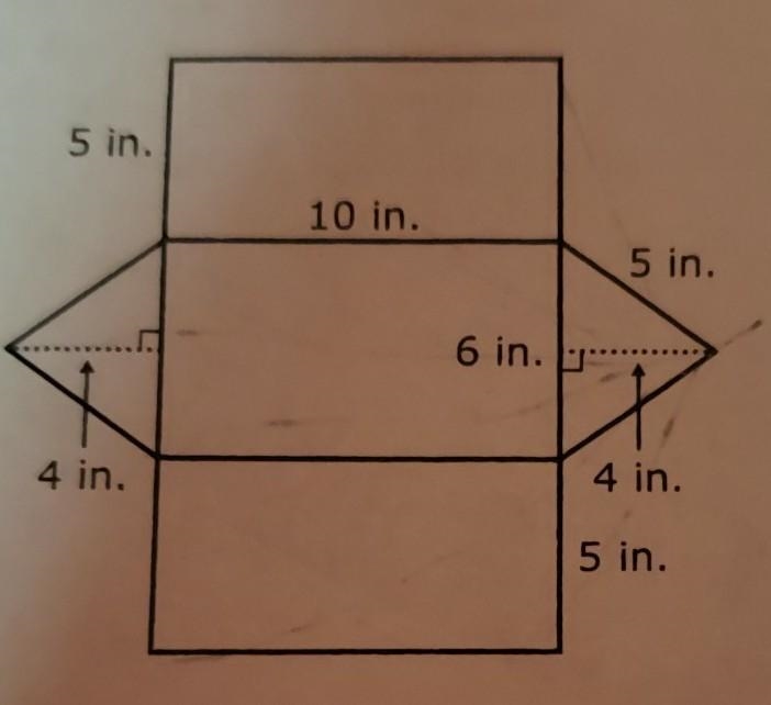 the net for a candy box is shown.if the triangular ends of the Box are torn off, What-example-1