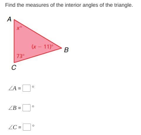 Find the measures of the interior angles of the triangle.-example-1