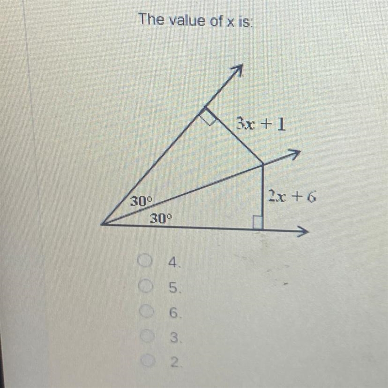 The value of X is: A. 4 B. 5 C. 6 D. 3 E. 2-example-1