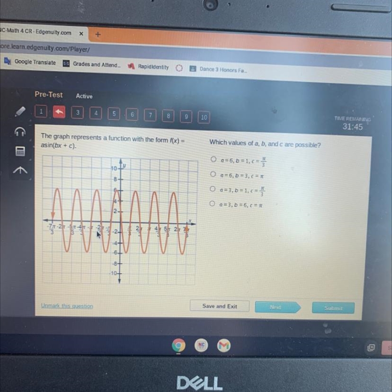 The graph represents a function with the form f(x) =asin(bx + c)=Whn10y8-4-O2-X-70-27 -57-47-1-27-23 33qiy-example-1