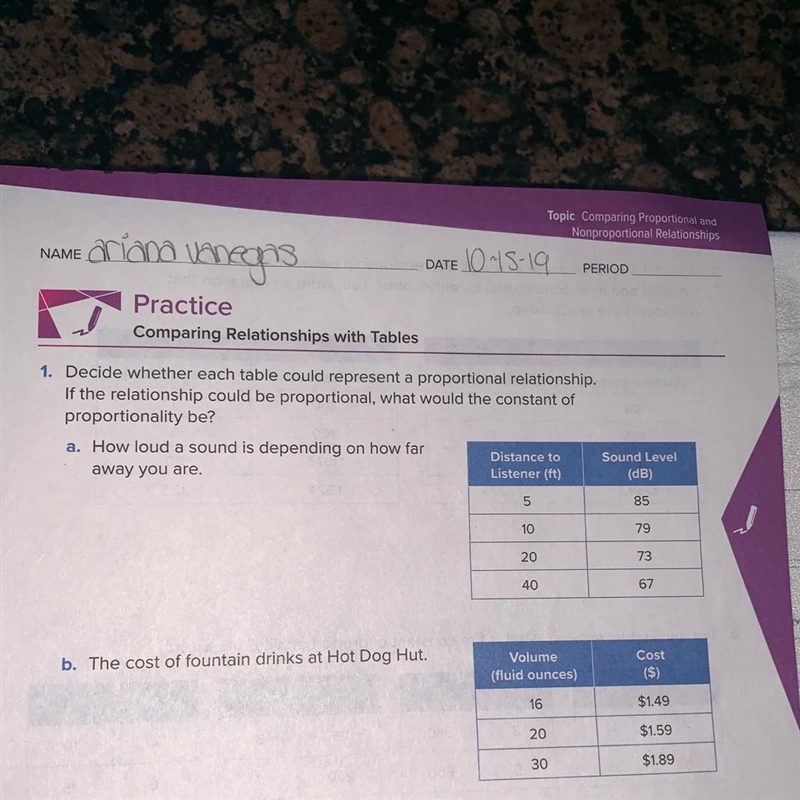 Comparing Relationships with Tables1. Decide whether each table could represent a-example-1