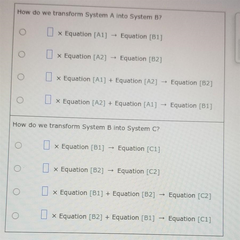 Consider the followimg three systems of linear equations.System A{2x - 5y = 11 [A-example-1