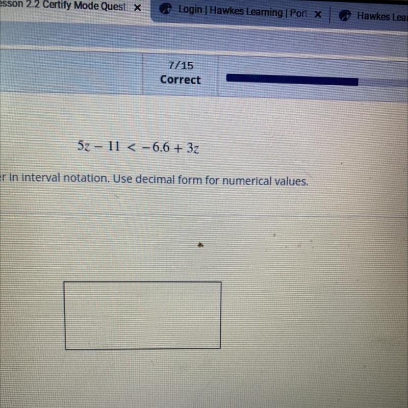 Solve any quality express your answer in interval notation you decimal forms for numerical-example-1