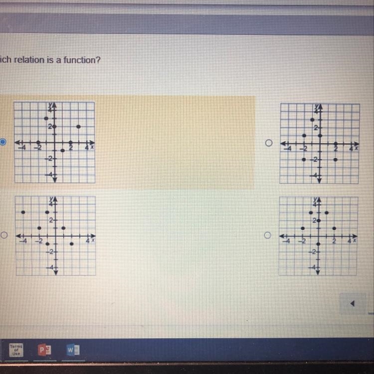 Please help, hurry due today Which relation is a function?-example-1