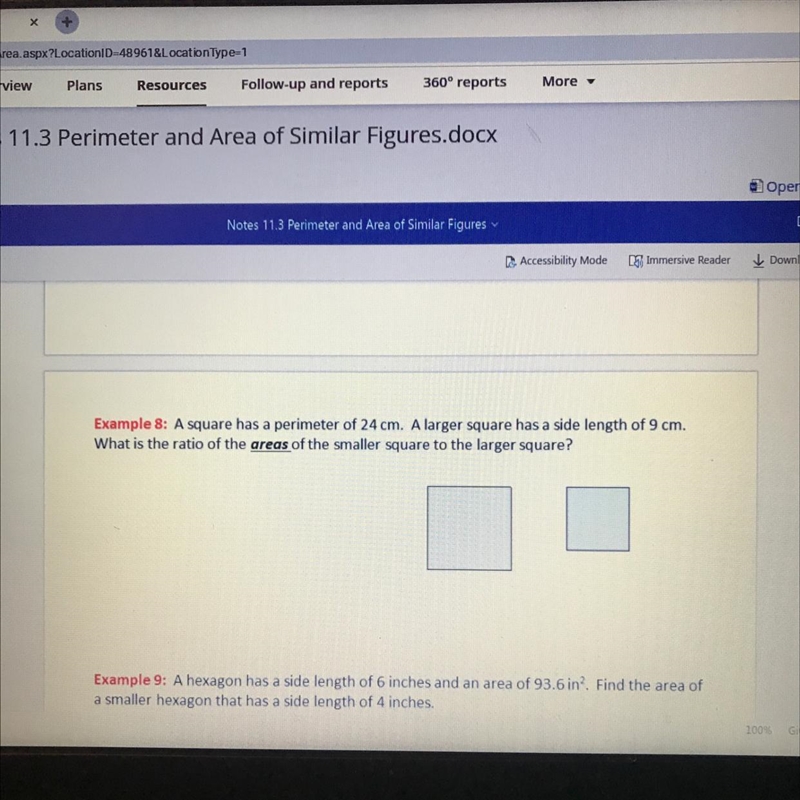 What is the ratio of the areas of the smaller square to the larger square-example-1