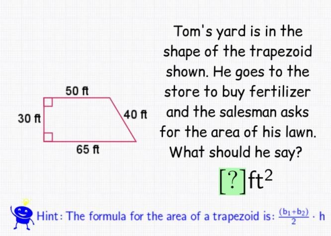 Solving for the area.-example-1