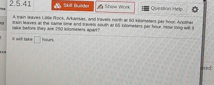 A train leaves Little Rock, Arkansas, and travels North at 60 kilometers per hour-example-1