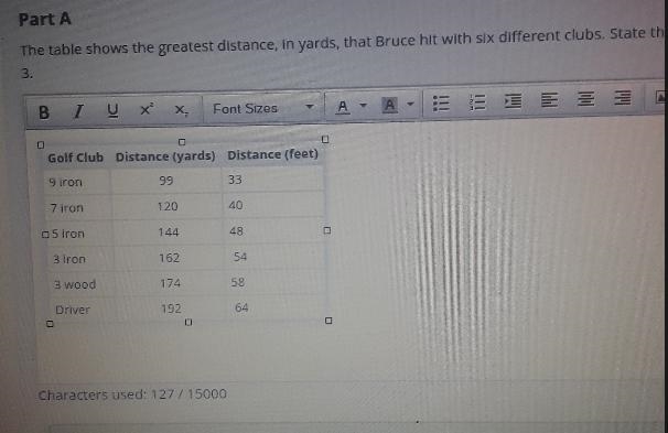 (b) With which club did Bruce hit the shortest distance? What was the distance in-example-1