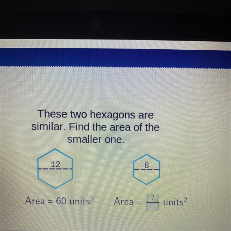 How would I find the are of the smaller hexagon?-example-1