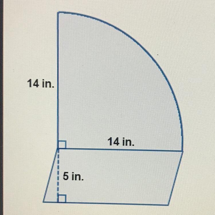 The figure consists of a quarter circle and a parallelogram. What is the area of the-example-1