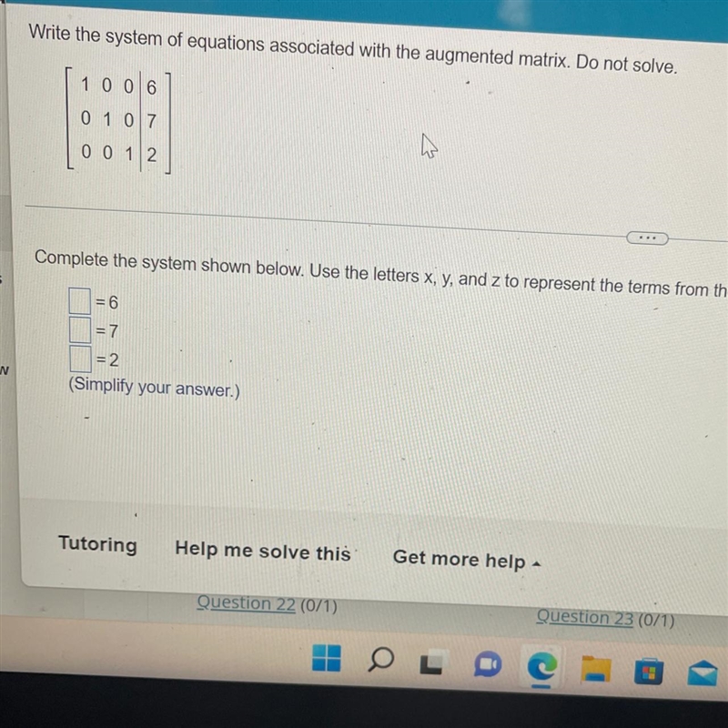 Write the system of equation associated with the augmented matrix. Do not solve.-example-1