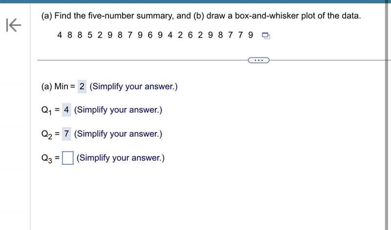 Find the five number summary for Q3-example-1