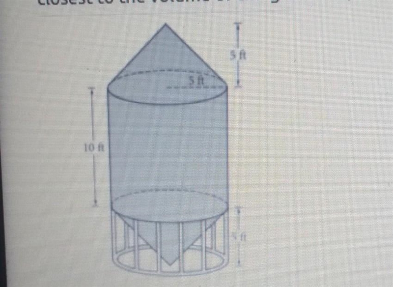 a grain silo is built from two right circular cone and a right circular cylinder with-example-1