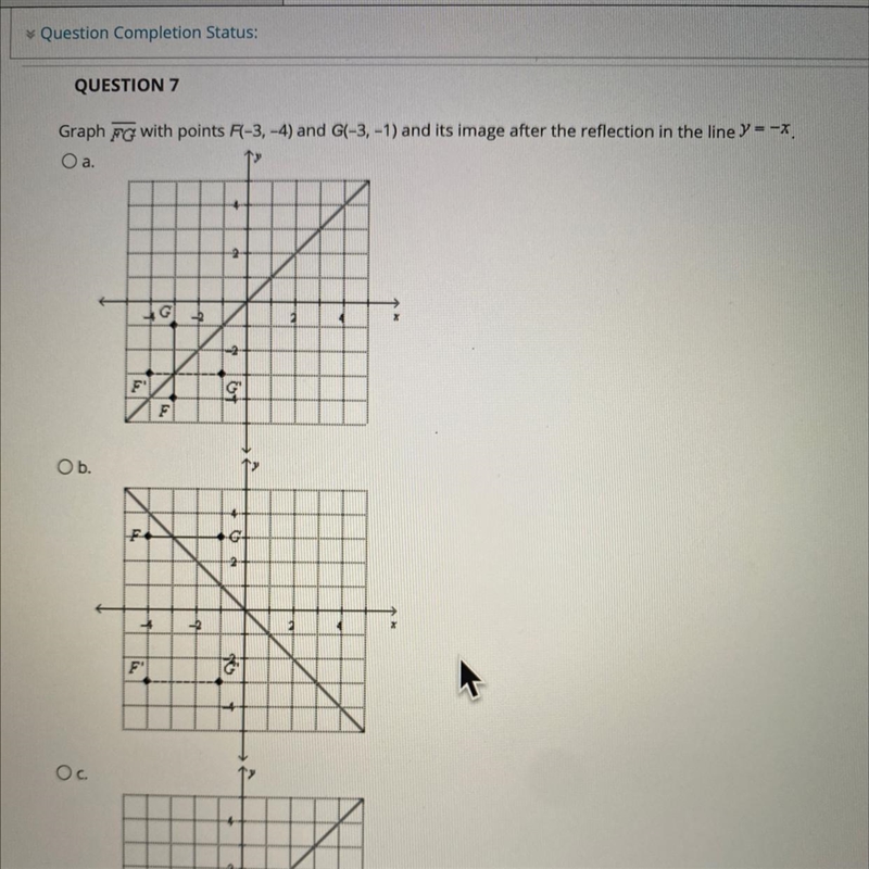 Graph FG with points F(-3, -1) and its image after the reflection in the line y=-x-example-1