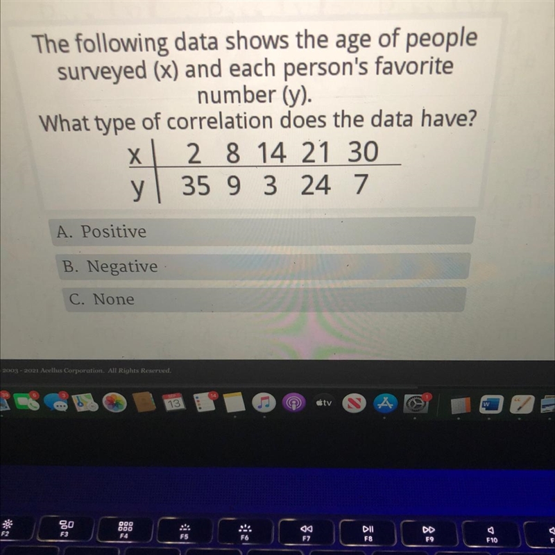 The following data shows the age of peoplesurveyed (x) and each person's favoritenumber-example-1