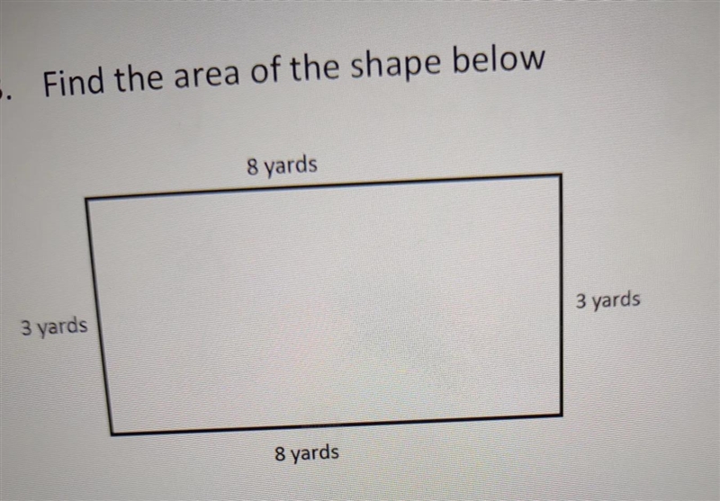 Find the area of the shape below 8 yards 3 yards 3 yards 8 yards-example-1