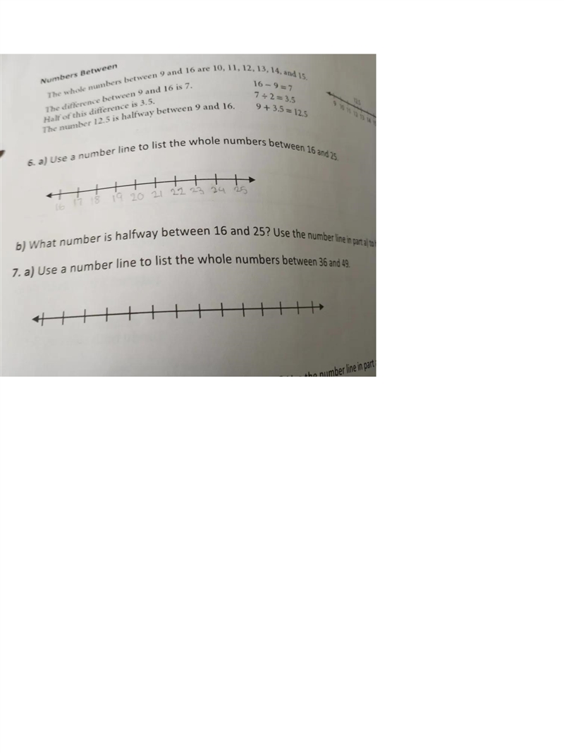 6. a) Use a number line to list the whole numbers between 16 and 25 What number is-example-1