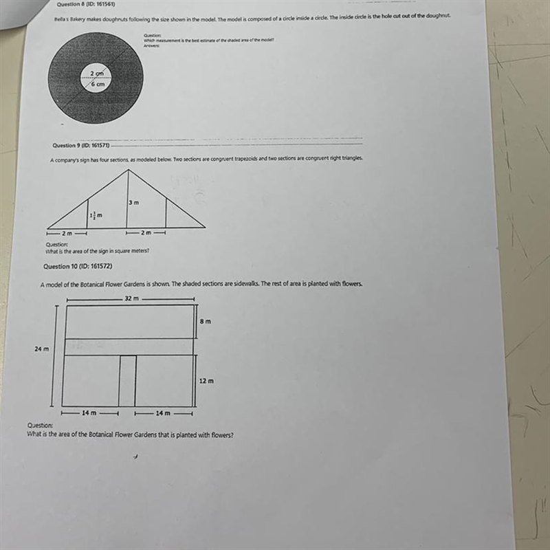 What are all of the answers for these questions? Use 3 for pi. Please do not use a-example-1