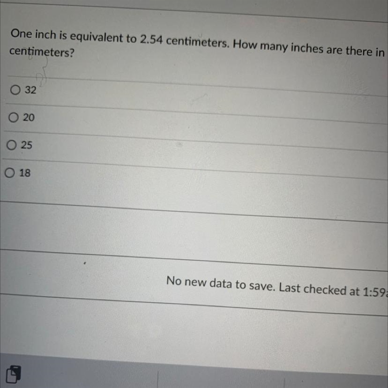 I don’t understand this math problem.One inch is equivalent to 2.254.how many inches-example-1