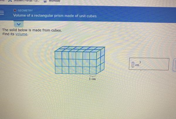 The solid below is made from cubes.Find Its yolume1 in-example-1