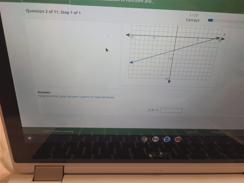 Using the graph of f. determine f(3) Is f a relation or a function?-example-1