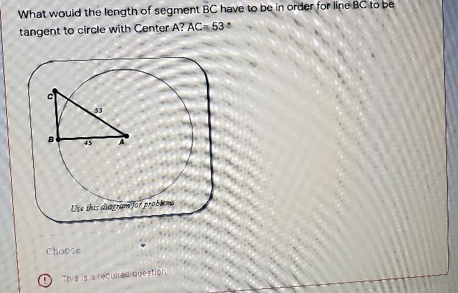 What would the length of segment BC have to be in order for line BC to be tangent-example-1