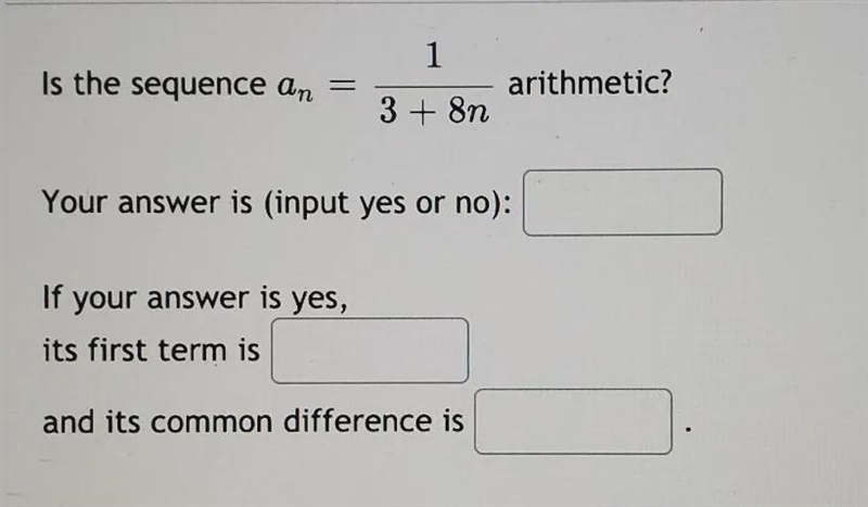 Trying to figure out if the sequence is arithmetic or not.-example-1