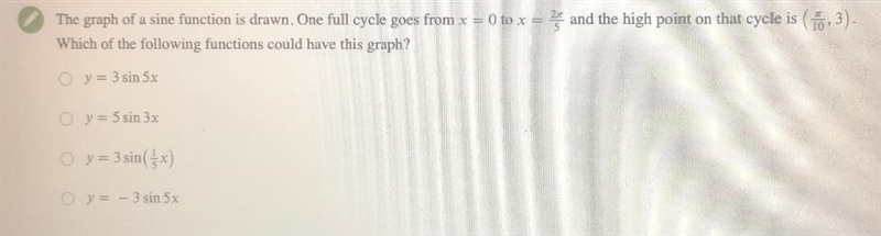 The graph of a sine function is drawn. One full cycle goes from x = 0 to x = 2 and-example-1