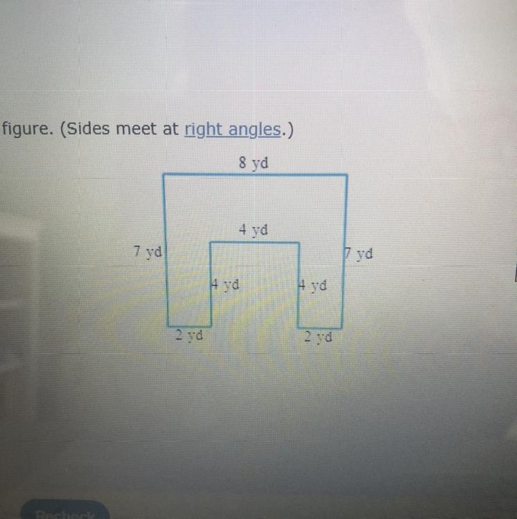 Find the area of the figure. (Sides meet at right angles.) NEED ANSWER ASAP NO DOWNLOAD-example-1