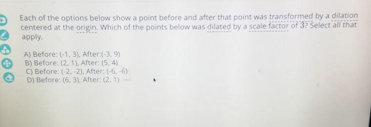 Each of the options below show a point before and after that point was transformed-example-1