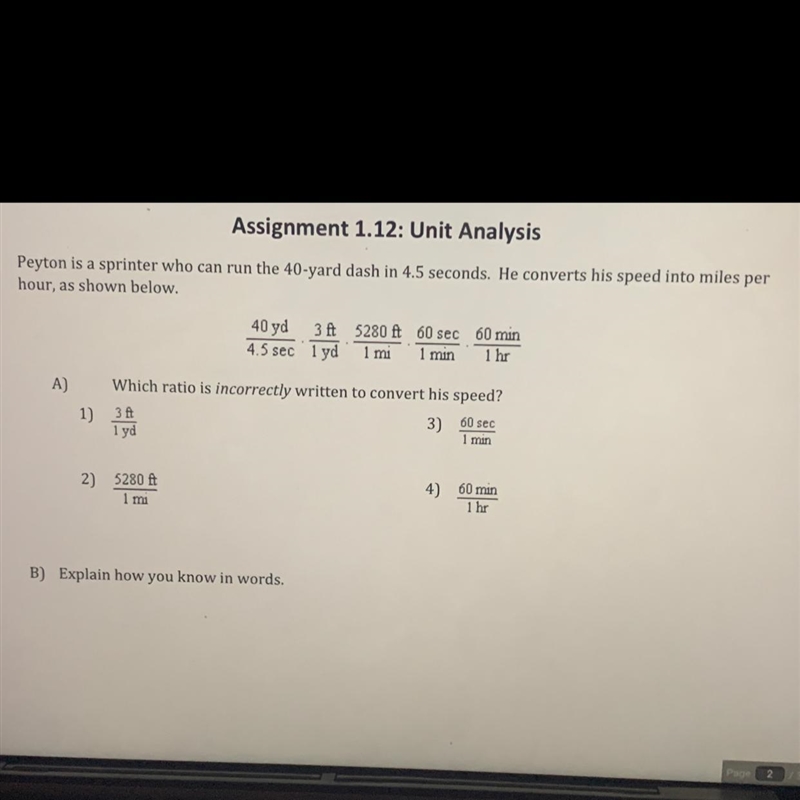 Peyton is a sprinter who can run the 40-yard dash in 4.5 seconds. He converts his-example-1