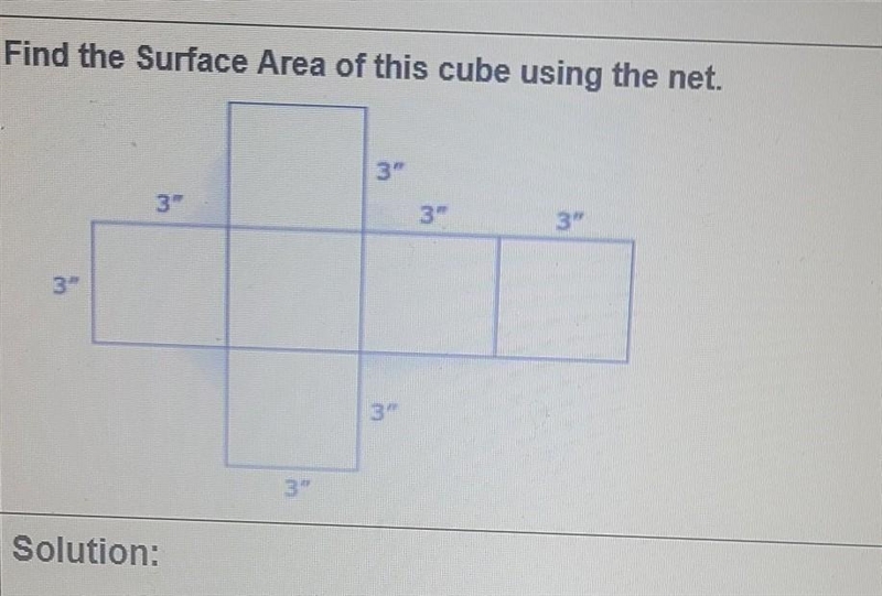 Find the Surface Area of this cube using the net.-example-1