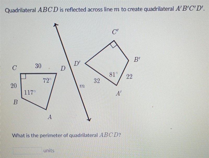 Quadrilateral A B C D is reflected across line m to create quadrilateral A' B'C'D-example-1