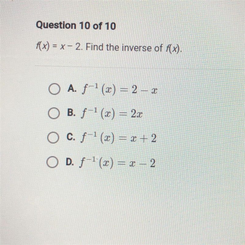 F(x) = x2. Find the inverse of f(x).-example-1