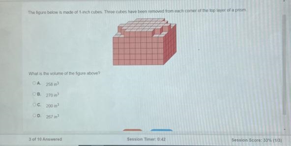 The figure below is made of 1-inch cubes. Three cubes have been removed from each-example-1