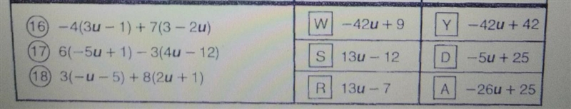 I need help with number 18. you have to simplify the expression and the answer will-example-1